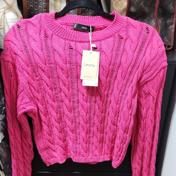 Mango Pink Cable Knit Sweater - Picture 1 of 5
